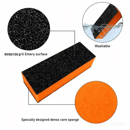 500 PCS/Case 80/80/100 Grit Wholesale EVA Foam Orange 3-Way Nail Buffer Block for Salon