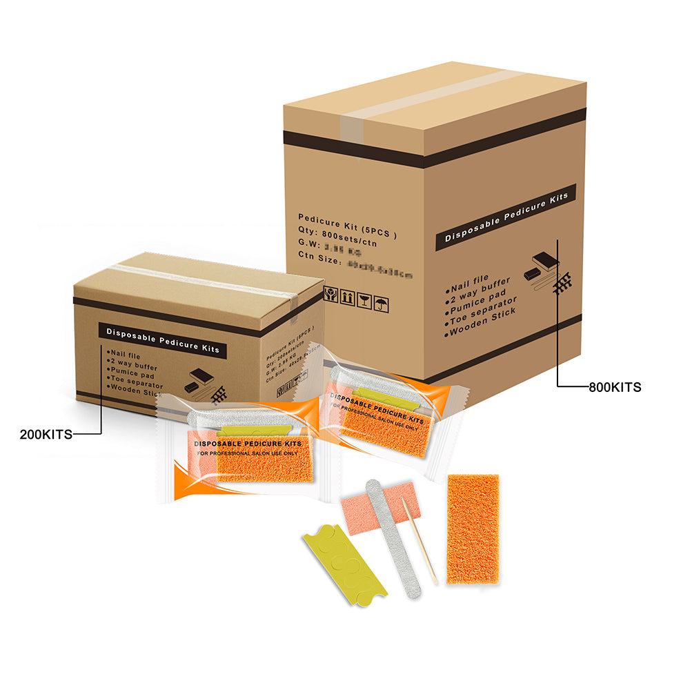 600 Sets/Case 5 Pieces in 1 Manicure & Pedicure Disposable Kit Supply for Salon