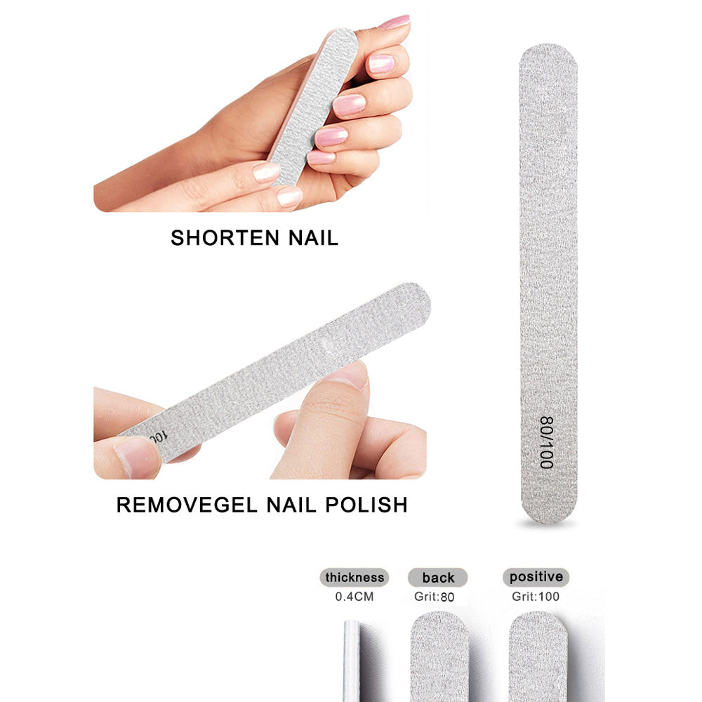 1,000 PCS/Case Professional #80/100 Grit Double-Sided Zebra Washable Plastic Regular Nail File