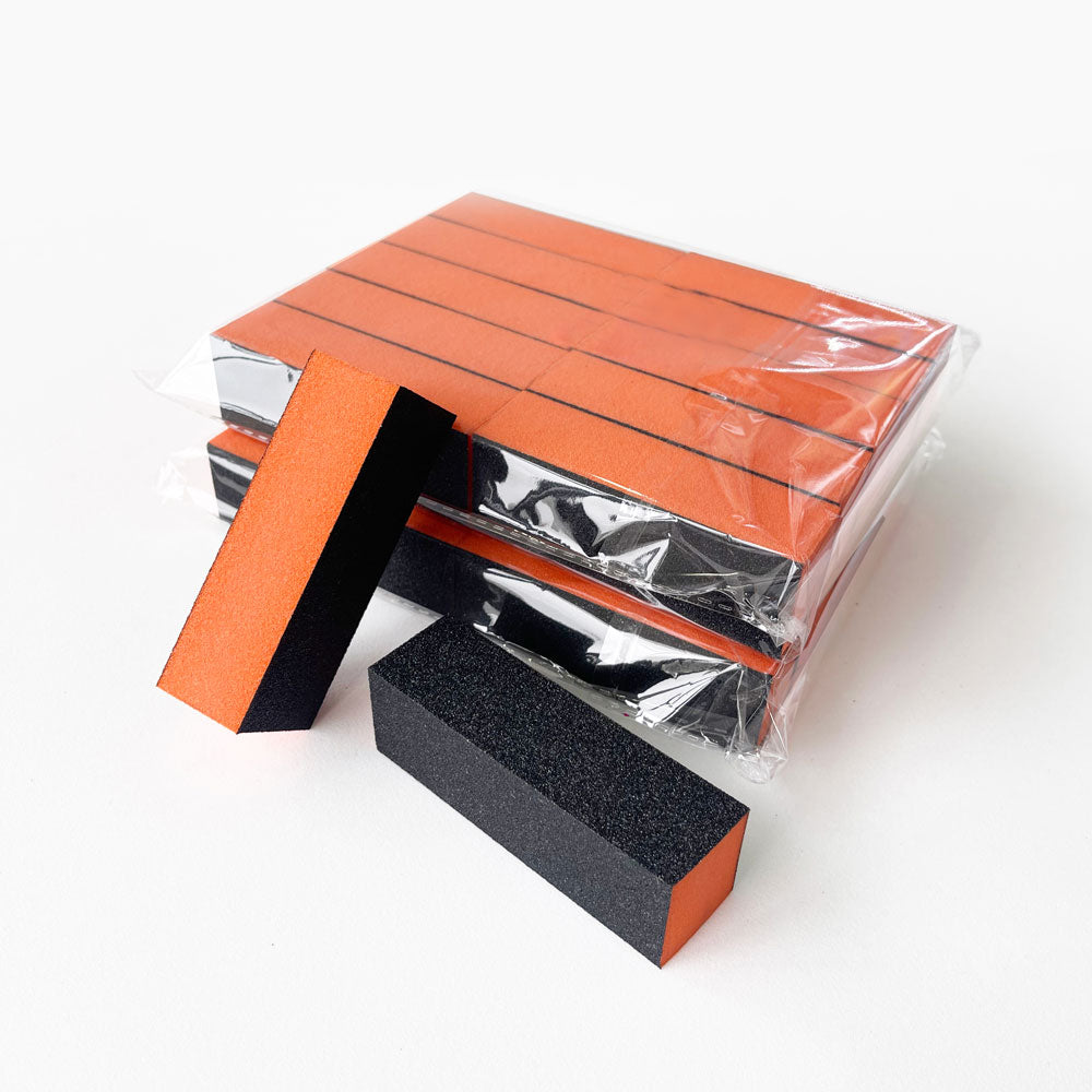 500 PCS/Case 80/80/100 Grit Wholesale EVA Foam Orange 3-Way Nail Buffer Block for Salon