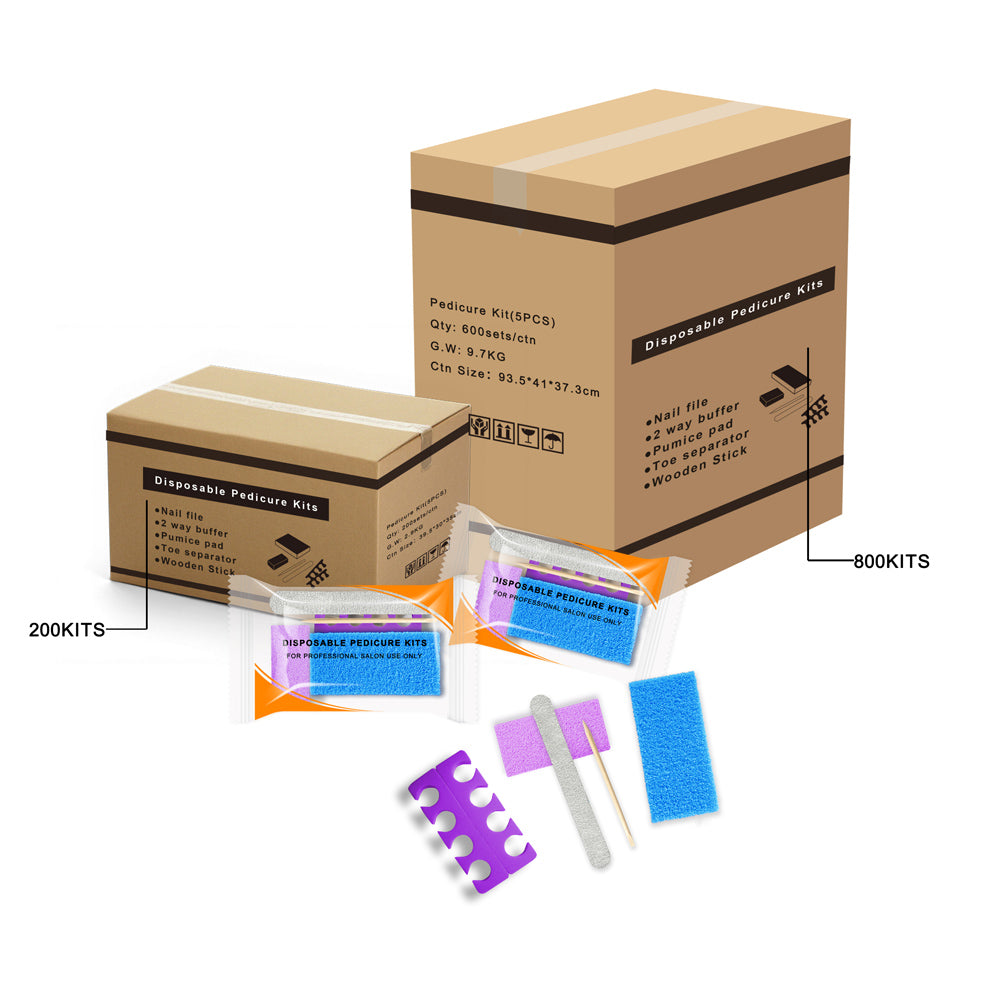 600 Sets/Case 5 Pieces in 1 Manicure & Pedicure Disposable Kit Supply for Salon
